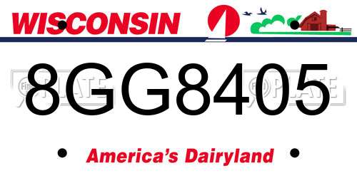 8GG8405 Wisconsin License Plate