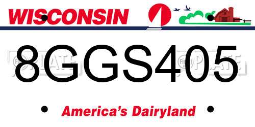8GGS405 Wisconsin License Plate