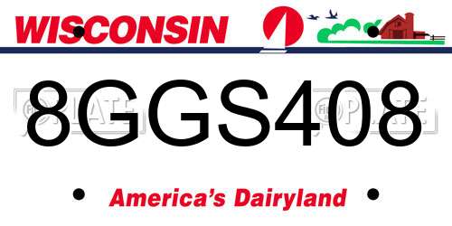 8GGS408 Wisconsin License Plate