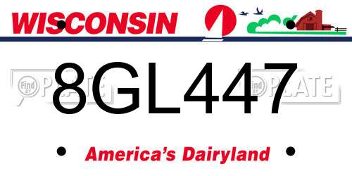 8GL447 Wisconsin License Plate
