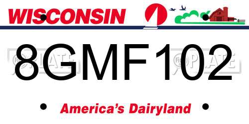 8GMF102 Wisconsin License Plate