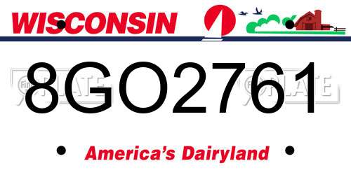 8GO2761 Wisconsin License Plate