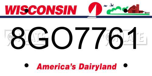 8GO7761 Wisconsin License Plate