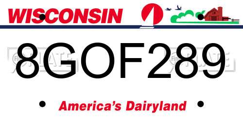 8GOF289 Wisconsin License Plate