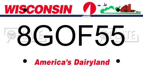 8GOF55 Wisconsin License Plate