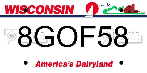 8GOF58 Wisconsin License Plate