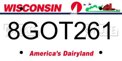 8GOT261 Wisconsin License Plate