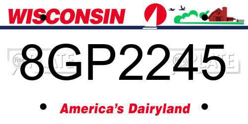 8GP2245 Wisconsin License Plate