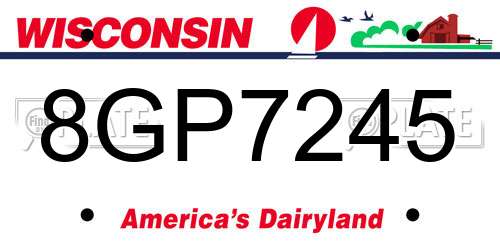 8GP7245 Wisconsin License Plate