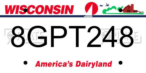 8GPT248 Wisconsin License Plate