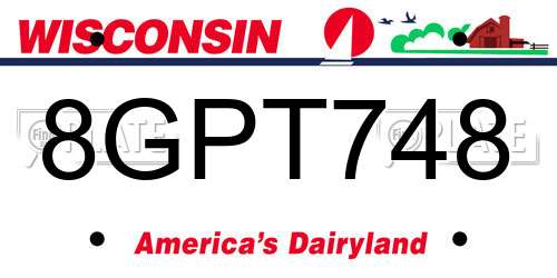 8GPT748 Wisconsin License Plate