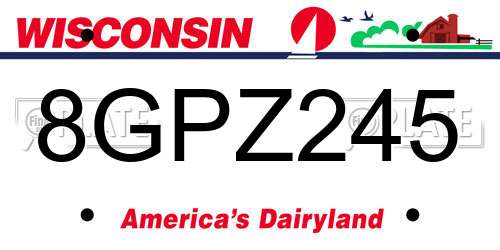 8GPZ245 Wisconsin License Plate