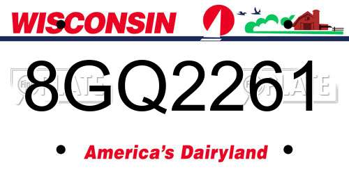 8GQ2261 Wisconsin License Plate