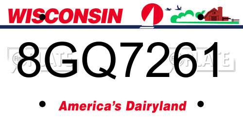 8GQ7261 Wisconsin License Plate
