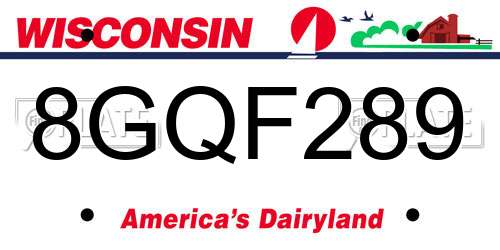 8GQF289 Wisconsin License Plate
