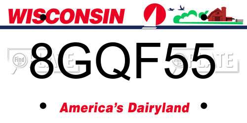 8GQF55 Wisconsin License Plate