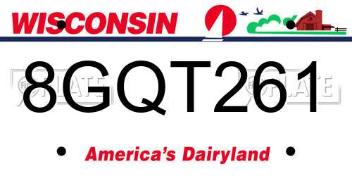 8GQT261 Wisconsin License Plate