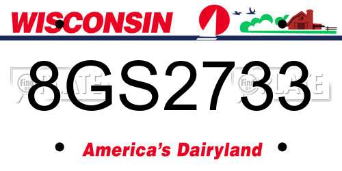 8GS2733 Wisconsin License Plate