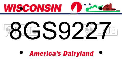 8GS9227 Wisconsin License Plate