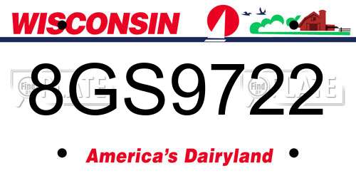 8GS9722 Wisconsin License Plate