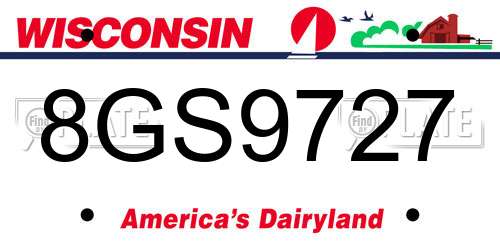 8GS9727 Wisconsin License Plate