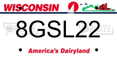 8GSL22 Wisconsin License Plate