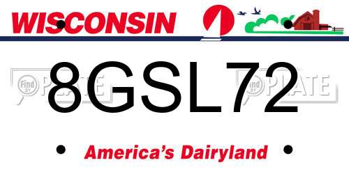 8GSL72 Wisconsin License Plate