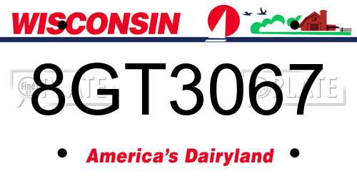 8GT3067 Wisconsin License Plate