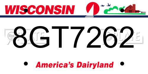 8GT7262 Wisconsin License Plate