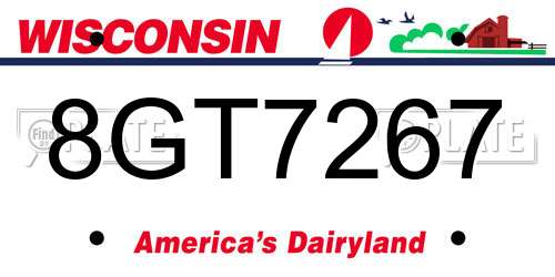 8GT7267 Wisconsin License Plate