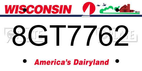 8GT7762 Wisconsin License Plate