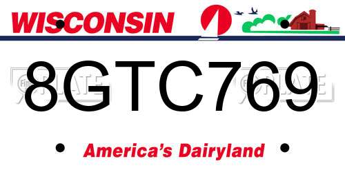 8GTC769 Wisconsin License Plate
