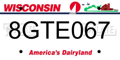 8GTE067 Wisconsin License Plate