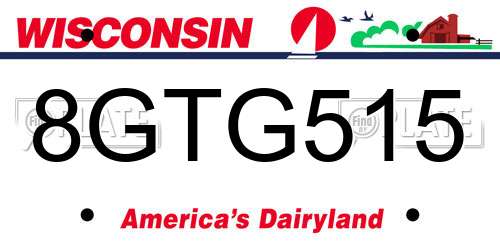 8GTG515 Wisconsin License Plate