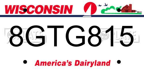 8GTG815 Wisconsin License Plate