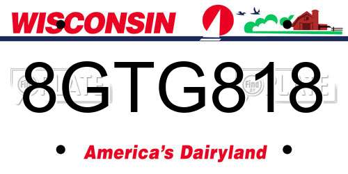 8GTG818 Wisconsin License Plate