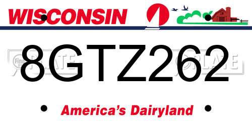 8GTZ262 Wisconsin License Plate