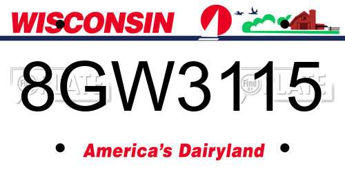 8GW3115 Wisconsin License Plate