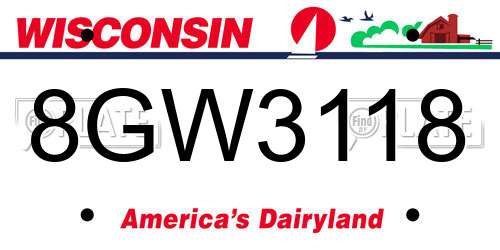 8GW3118 Wisconsin License Plate