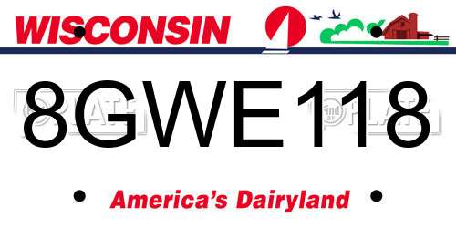 8GWE118 Wisconsin License Plate