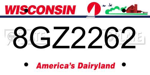 8GZ2262 Wisconsin License Plate