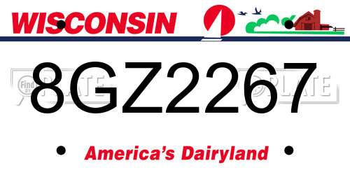 8GZ2267 Wisconsin License Plate