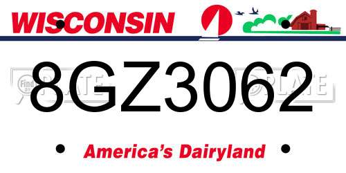 8GZ3062 Wisconsin License Plate