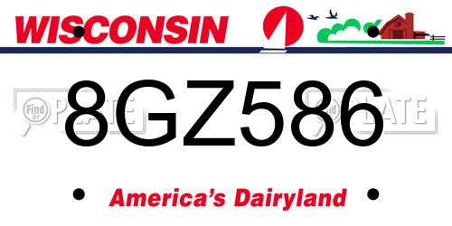 8GZ586 Wisconsin License Plate