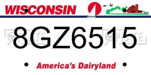 8GZ6515 Wisconsin License Plate