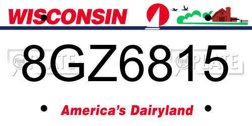 8GZ6815 Wisconsin License Plate