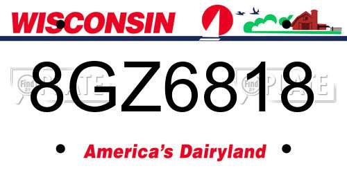 8GZ6818 Wisconsin License Plate