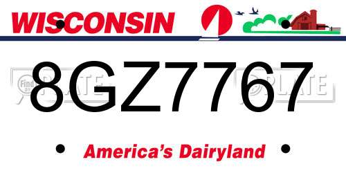 8GZ7767 Wisconsin License Plate