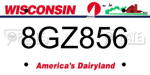 8GZ856 Wisconsin License Plate