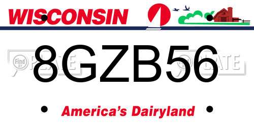 8GZB56 Wisconsin License Plate